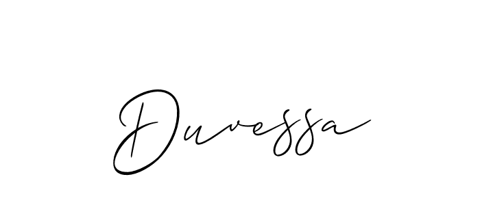 Create a beautiful signature design for name Duvessa. With this signature (Allison_Script) fonts, you can make a handwritten signature for free. Duvessa signature style 2 images and pictures png