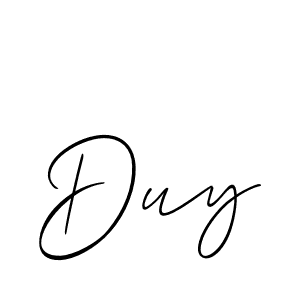 The best way (Allison_Script) to make a short signature is to pick only two or three words in your name. The name Duy include a total of six letters. For converting this name. Duy signature style 2 images and pictures png