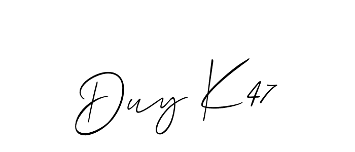 It looks lik you need a new signature style for name Duy K47. Design unique handwritten (Allison_Script) signature with our free signature maker in just a few clicks. Duy K47 signature style 2 images and pictures png