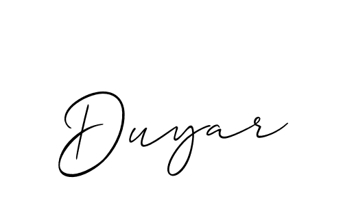 Design your own signature with our free online signature maker. With this signature software, you can create a handwritten (Allison_Script) signature for name Duyar. Duyar signature style 2 images and pictures png