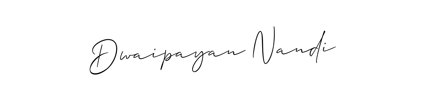 Make a beautiful signature design for name Dwaipayan Nandi. With this signature (Allison_Script) style, you can create a handwritten signature for free. Dwaipayan Nandi signature style 2 images and pictures png