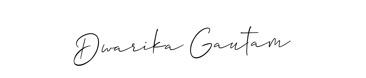 Make a beautiful signature design for name Dwarika Gautam. With this signature (Allison_Script) style, you can create a handwritten signature for free. Dwarika Gautam signature style 2 images and pictures png