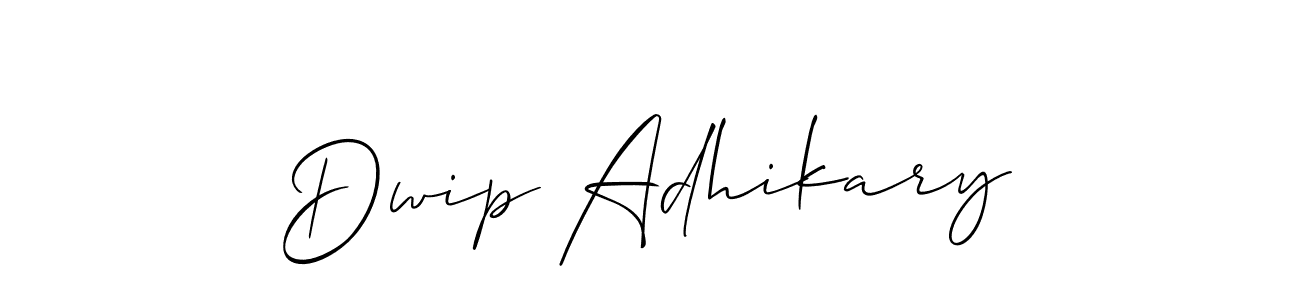 Use a signature maker to create a handwritten signature online. With this signature software, you can design (Allison_Script) your own signature for name Dwip Adhikary. Dwip Adhikary signature style 2 images and pictures png