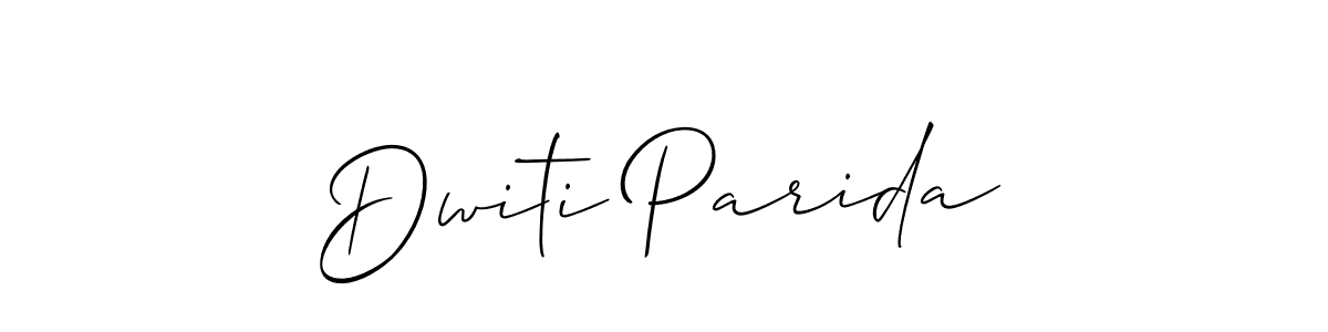 Make a beautiful signature design for name Dwiti Parida. With this signature (Allison_Script) style, you can create a handwritten signature for free. Dwiti Parida signature style 2 images and pictures png