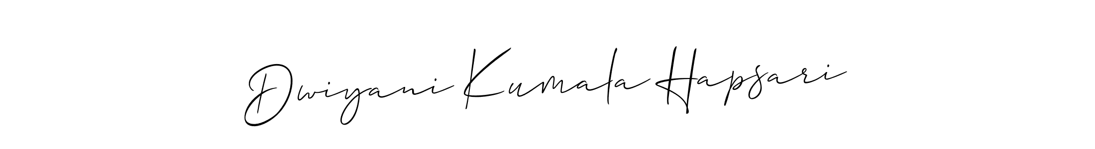 Design your own signature with our free online signature maker. With this signature software, you can create a handwritten (Allison_Script) signature for name Dwiyani Kumala Hapsari. Dwiyani Kumala Hapsari signature style 2 images and pictures png