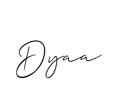 Use a signature maker to create a handwritten signature online. With this signature software, you can design (Allison_Script) your own signature for name Dyaa. Dyaa signature style 2 images and pictures png