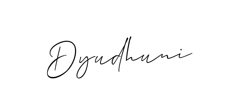 Similarly Allison_Script is the best handwritten signature design. Signature creator online .You can use it as an online autograph creator for name Dyudhuni. Dyudhuni signature style 2 images and pictures png