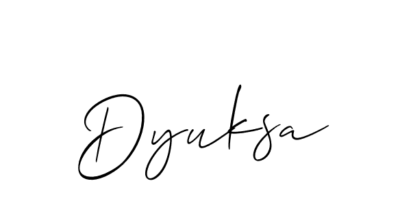 Also You can easily find your signature by using the search form. We will create Dyuksa name handwritten signature images for you free of cost using Allison_Script sign style. Dyuksa signature style 2 images and pictures png