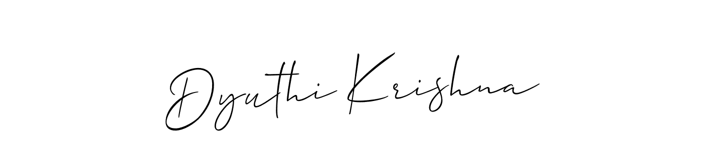You should practise on your own different ways (Allison_Script) to write your name (Dyuthi Krishna) in signature. don't let someone else do it for you. Dyuthi Krishna signature style 2 images and pictures png