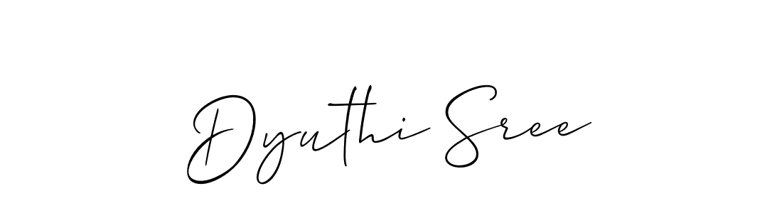 The best way (Allison_Script) to make a short signature is to pick only two or three words in your name. The name Dyuthi Sree include a total of six letters. For converting this name. Dyuthi Sree signature style 2 images and pictures png