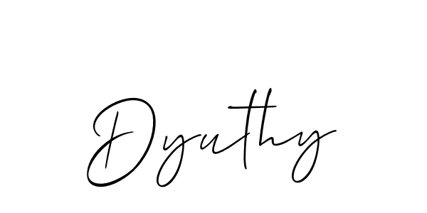 Design your own signature with our free online signature maker. With this signature software, you can create a handwritten (Allison_Script) signature for name Dyuthy. Dyuthy signature style 2 images and pictures png