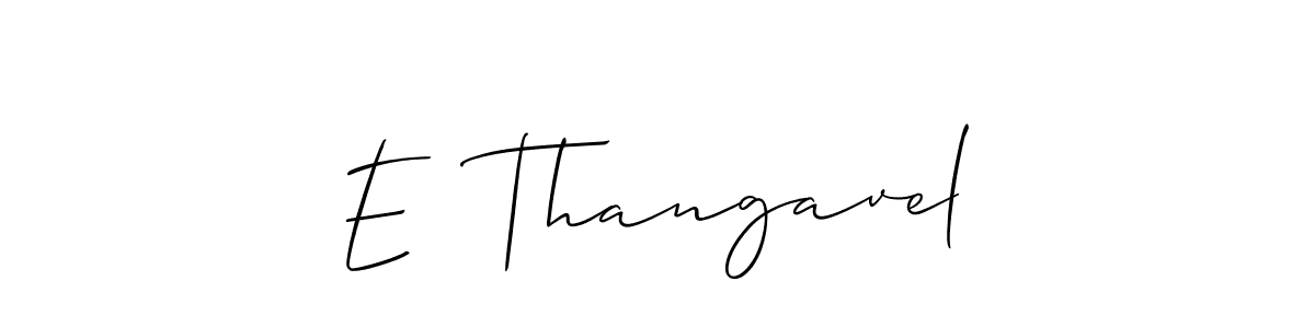 How to make E  Thangavel name signature. Use Allison_Script style for creating short signs online. This is the latest handwritten sign. E  Thangavel signature style 2 images and pictures png