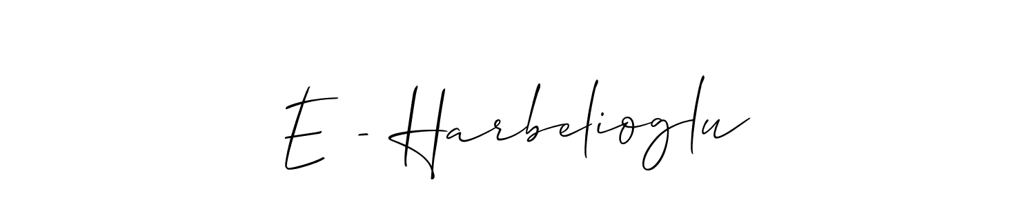 It looks lik you need a new signature style for name E - Harbelioglu. Design unique handwritten (Allison_Script) signature with our free signature maker in just a few clicks. E - Harbelioglu signature style 2 images and pictures png