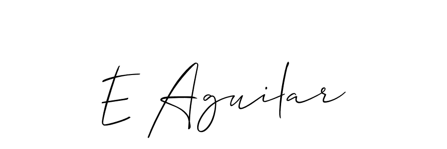 The best way (Allison_Script) to make a short signature is to pick only two or three words in your name. The name E Aguilar include a total of six letters. For converting this name. E Aguilar signature style 2 images and pictures png