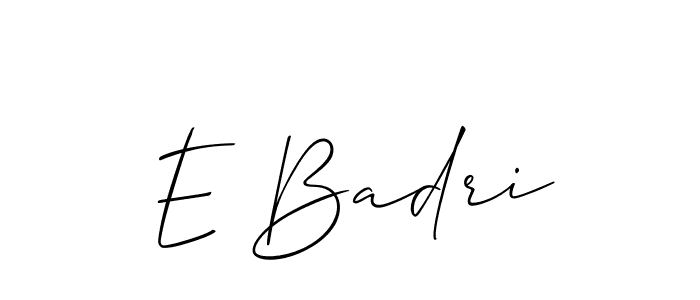 Use a signature maker to create a handwritten signature online. With this signature software, you can design (Allison_Script) your own signature for name E Badri. E Badri signature style 2 images and pictures png