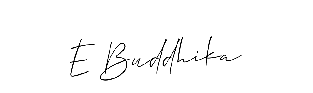 How to make E Buddhika name signature. Use Allison_Script style for creating short signs online. This is the latest handwritten sign. E Buddhika signature style 2 images and pictures png