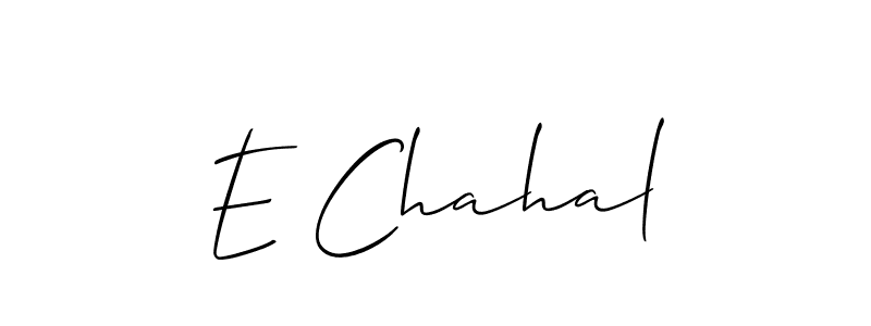 Allison_Script is a professional signature style that is perfect for those who want to add a touch of class to their signature. It is also a great choice for those who want to make their signature more unique. Get E Chahal name to fancy signature for free. E Chahal signature style 2 images and pictures png