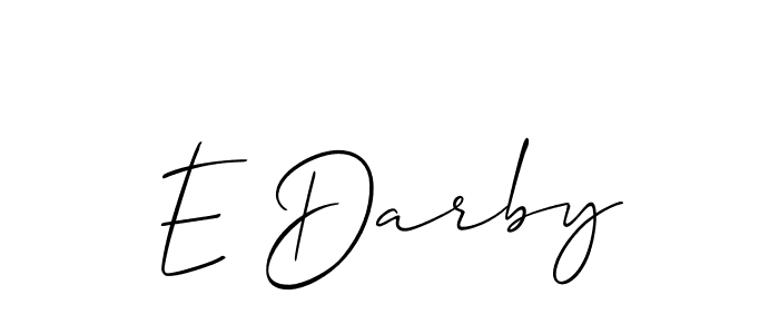 How to make E Darby name signature. Use Allison_Script style for creating short signs online. This is the latest handwritten sign. E Darby signature style 2 images and pictures png