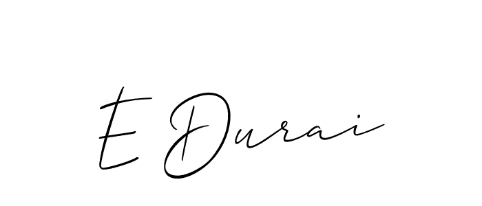 if you are searching for the best signature style for your name E Durai. so please give up your signature search. here we have designed multiple signature styles  using Allison_Script. E Durai signature style 2 images and pictures png