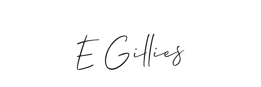 Use a signature maker to create a handwritten signature online. With this signature software, you can design (Allison_Script) your own signature for name E Gillies. E Gillies signature style 2 images and pictures png