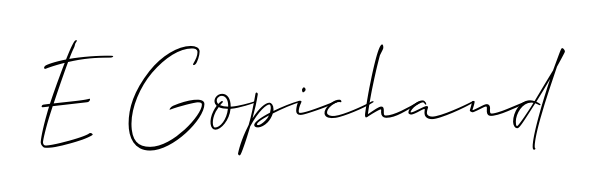 Generate high-definition signature styles for E Gopichand. The Allison_Script typeface ensures crisp legibility and sophisticated design. E Gopichand signature style 2 images and pictures png