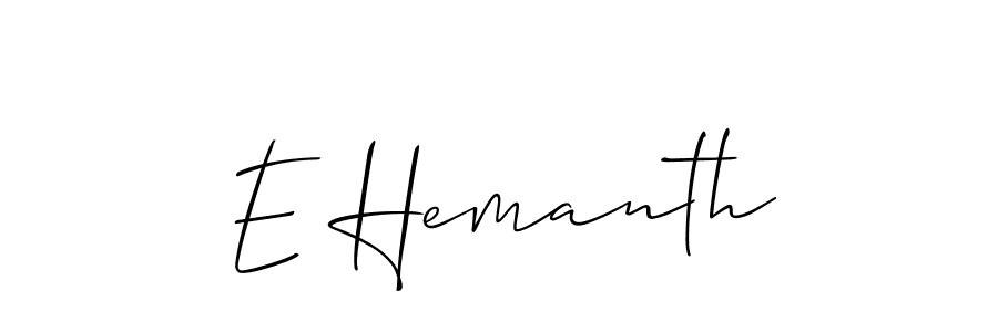 Design your own signature with our free online signature maker. With this signature software, you can create a handwritten (Allison_Script) signature for name E Hemanth. E Hemanth signature style 2 images and pictures png