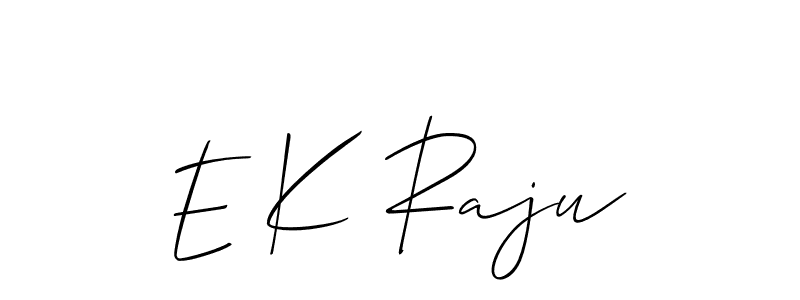 Use a signature maker to create a handwritten signature online. With this signature software, you can design (Allison_Script) your own signature for name E K Raju. E K Raju signature style 2 images and pictures png