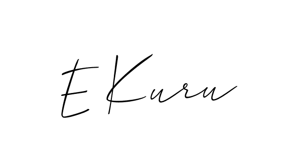 The best way (Allison_Script) to make a short signature is to pick only two or three words in your name. The name E Kuru include a total of six letters. For converting this name. E Kuru signature style 2 images and pictures png