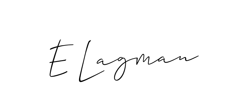 It looks lik you need a new signature style for name E Lagman. Design unique handwritten (Allison_Script) signature with our free signature maker in just a few clicks. E Lagman signature style 2 images and pictures png