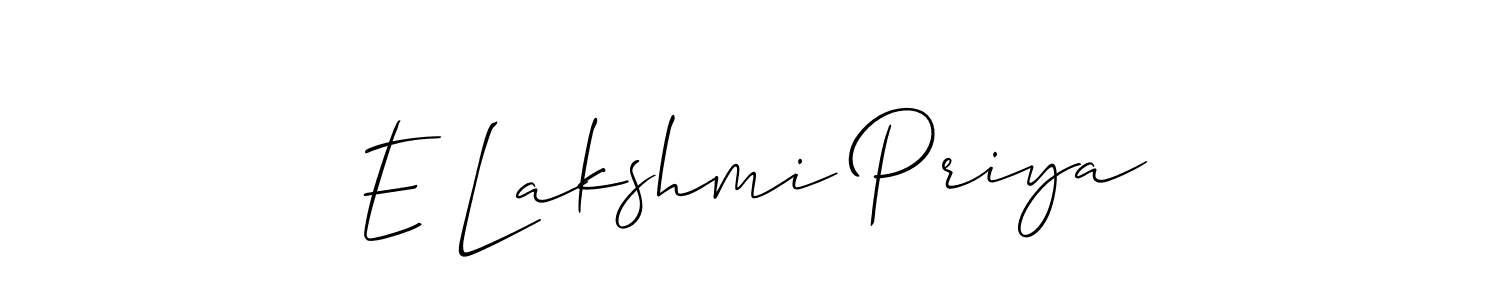 Allison_Script is a professional signature style that is perfect for those who want to add a touch of class to their signature. It is also a great choice for those who want to make their signature more unique. Get E Lakshmi Priya name to fancy signature for free. E Lakshmi Priya signature style 2 images and pictures png