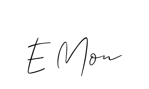 The best way (Allison_Script) to make a short signature is to pick only two or three words in your name. The name E Mon include a total of six letters. For converting this name. E Mon signature style 2 images and pictures png