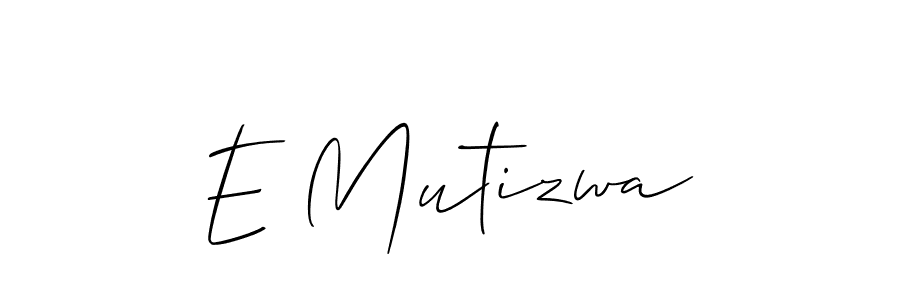 How to make E Mutizwa name signature. Use Allison_Script style for creating short signs online. This is the latest handwritten sign. E Mutizwa signature style 2 images and pictures png