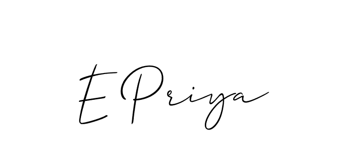 if you are searching for the best signature style for your name E Priya. so please give up your signature search. here we have designed multiple signature styles  using Allison_Script. E Priya signature style 2 images and pictures png