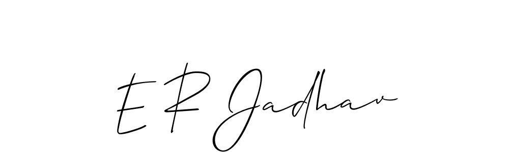 The best way (Allison_Script) to make a short signature is to pick only two or three words in your name. The name E R Jadhav include a total of six letters. For converting this name. E R Jadhav signature style 2 images and pictures png