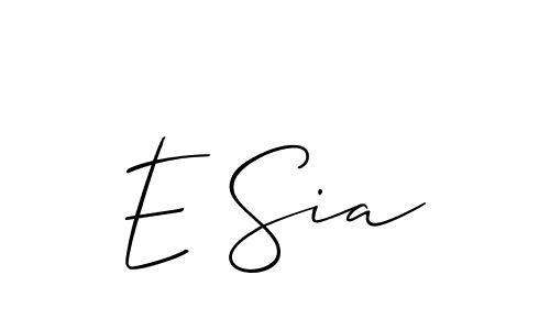 It looks lik you need a new signature style for name E Sia. Design unique handwritten (Allison_Script) signature with our free signature maker in just a few clicks. E Sia signature style 2 images and pictures png