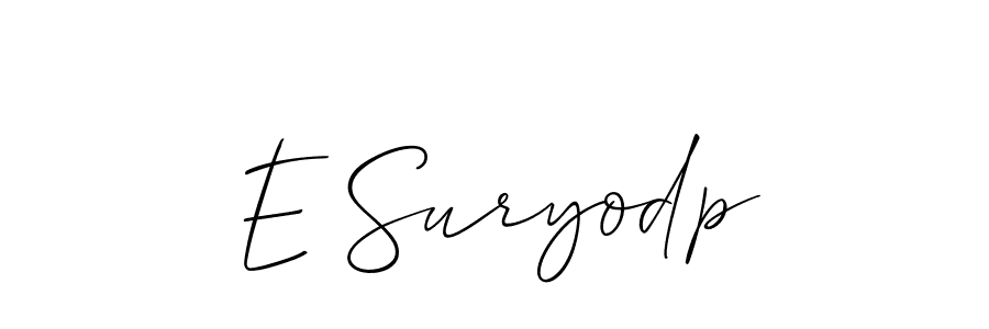 How to make E Suryodp name signature. Use Allison_Script style for creating short signs online. This is the latest handwritten sign. E Suryodp signature style 2 images and pictures png