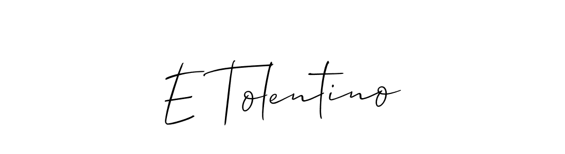 Design your own signature with our free online signature maker. With this signature software, you can create a handwritten (Allison_Script) signature for name E Tolentino. E Tolentino signature style 2 images and pictures png