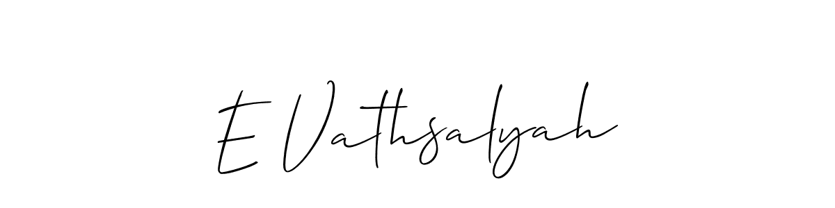 Create a beautiful signature design for name E Vathsalyah. With this signature (Allison_Script) fonts, you can make a handwritten signature for free. E Vathsalyah signature style 2 images and pictures png