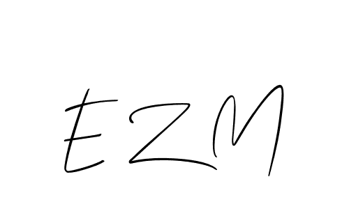 How to make E Z M name signature. Use Allison_Script style for creating short signs online. This is the latest handwritten sign. E Z M signature style 2 images and pictures png