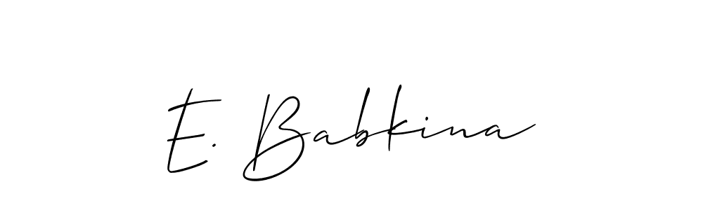 Make a short E. Babkina signature style. Manage your documents anywhere anytime using Allison_Script. Create and add eSignatures, submit forms, share and send files easily. E. Babkina signature style 2 images and pictures png