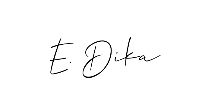 The best way (Allison_Script) to make a short signature is to pick only two or three words in your name. The name E. Dika include a total of six letters. For converting this name. E. Dika signature style 2 images and pictures png