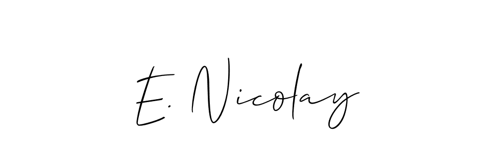 Allison_Script is a professional signature style that is perfect for those who want to add a touch of class to their signature. It is also a great choice for those who want to make their signature more unique. Get E. Nicolay name to fancy signature for free. E. Nicolay signature style 2 images and pictures png