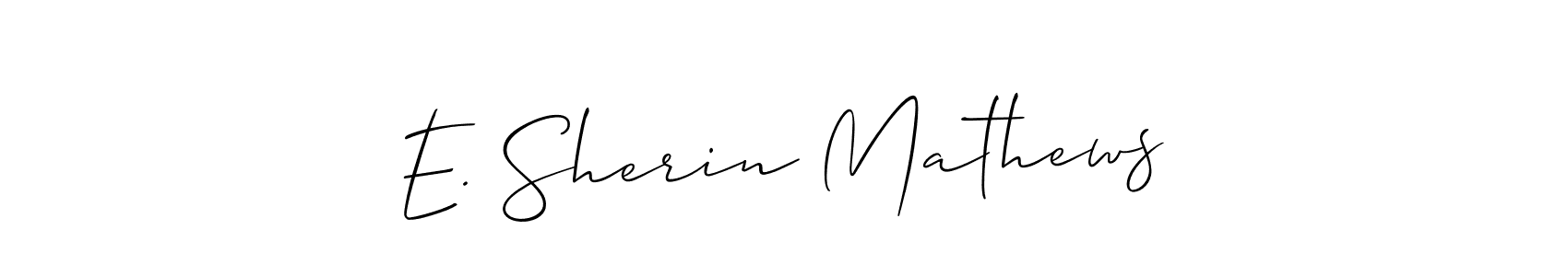 How to make E. Sherin Mathews signature? Allison_Script is a professional autograph style. Create handwritten signature for E. Sherin Mathews name. E. Sherin Mathews signature style 2 images and pictures png