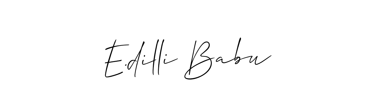 The best way (Allison_Script) to make a short signature is to pick only two or three words in your name. The name E.dilli Babu include a total of six letters. For converting this name. E.dilli Babu signature style 2 images and pictures png