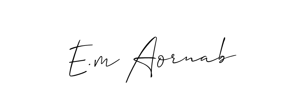 Check out images of Autograph of E.m Aornab name. Actor E.m Aornab Signature Style. Allison_Script is a professional sign style online. E.m Aornab signature style 2 images and pictures png
