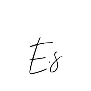 The best way (Allison_Script) to make a short signature is to pick only two or three words in your name. The name E.s include a total of six letters. For converting this name. E.s signature style 2 images and pictures png