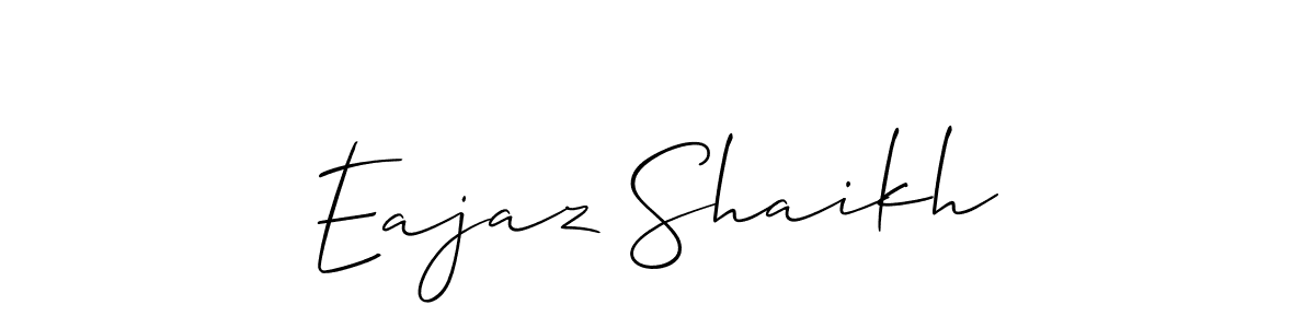 Allison_Script is a professional signature style that is perfect for those who want to add a touch of class to their signature. It is also a great choice for those who want to make their signature more unique. Get Eajaz Shaikh name to fancy signature for free. Eajaz Shaikh signature style 2 images and pictures png