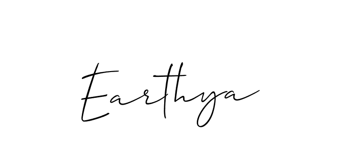 Make a beautiful signature design for name Earthya. With this signature (Allison_Script) style, you can create a handwritten signature for free. Earthya signature style 2 images and pictures png