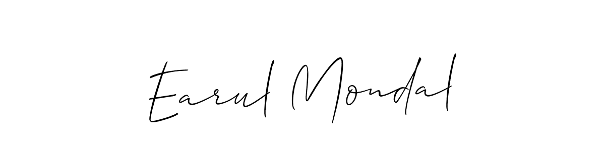 Also You can easily find your signature by using the search form. We will create Earul Mondal name handwritten signature images for you free of cost using Allison_Script sign style. Earul Mondal signature style 2 images and pictures png