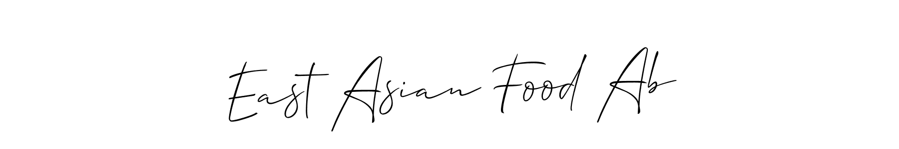 Design your own signature with our free online signature maker. With this signature software, you can create a handwritten (Allison_Script) signature for name East Asian Food Ab. East Asian Food Ab signature style 2 images and pictures png
